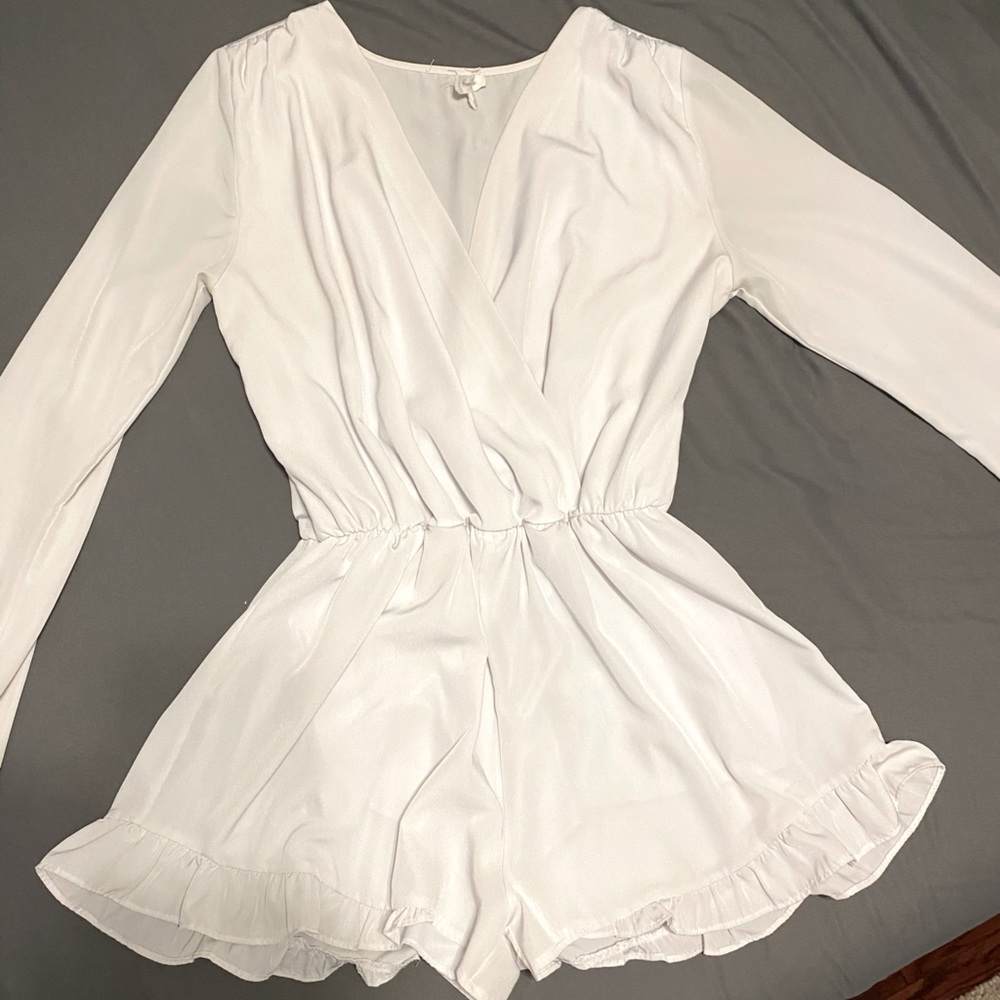 White Long Sleeve Romper